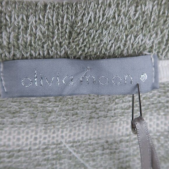 OLIVIA MOON GREEN OLIVE STRIPE BAT SLEEVE OPEN CARDIGAN SWEATER SIZE SMALL NWT - Picture 2 of 12